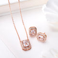 Rectangular Radiance Rose Gold-Plated 925 Sterling Silver Jewelry Set