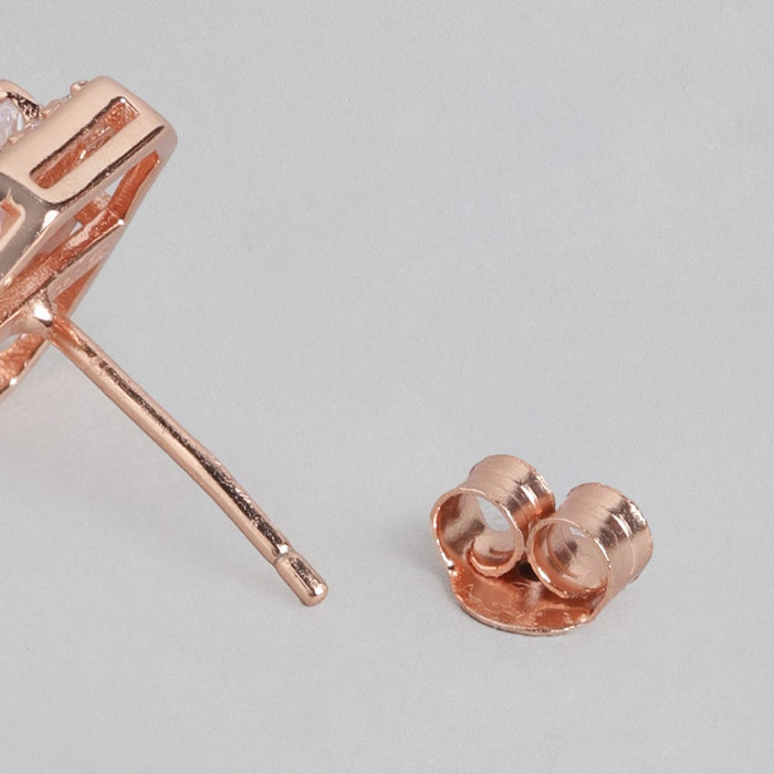 Rectangular Radiance Rose Gold-Plated 925 Sterling Silver Jewelry Set
