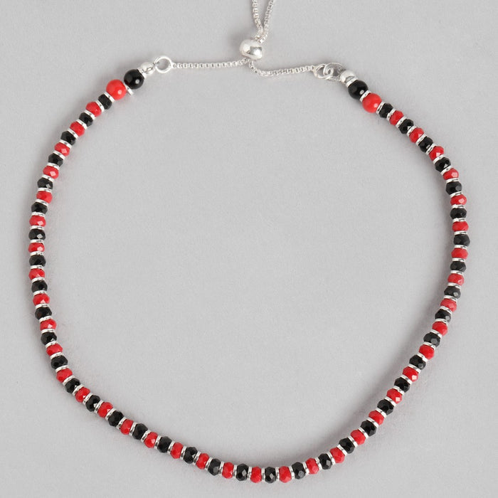 Red and Black 925 Sterling Silver Anklet