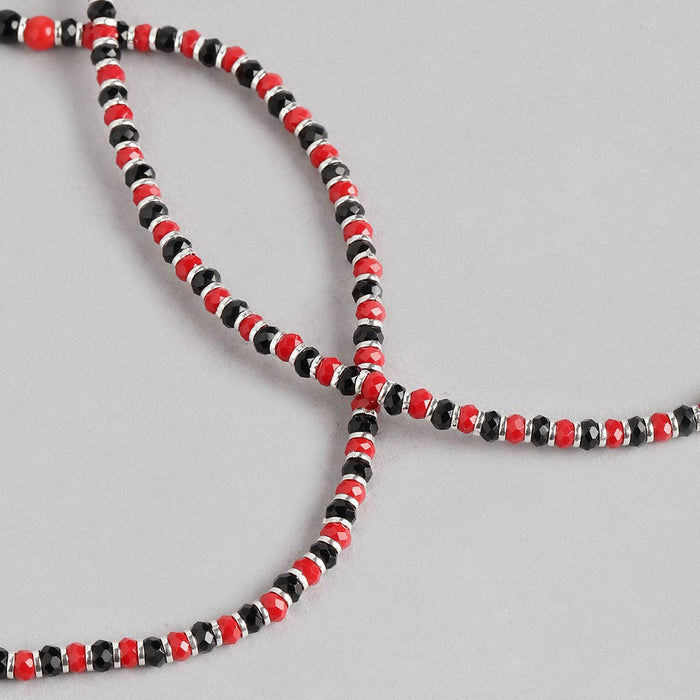 Red and Black 925 Sterling Silver Anklet