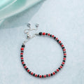 Red and Black Beaded 925 Sterling Silver Bracelet