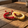 Red Aventurine Bracelet & Yellow Calcite Bracelet Combo for Energy and Motivation
