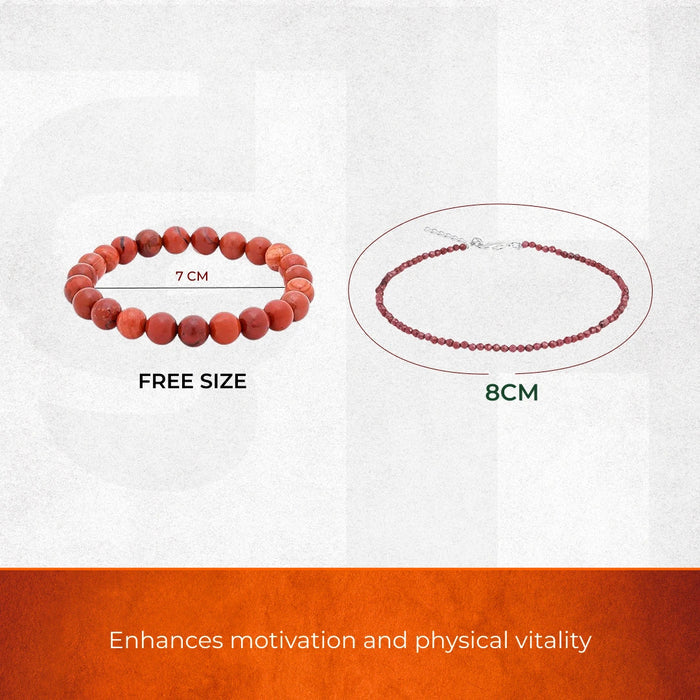 Red Garnet Vitality Duo: Spiritual Healing Bracelet & Anklet Combo - view 3