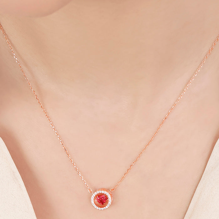 Red Heart Rose Gold Plated 925 Sterling Silver Necklace