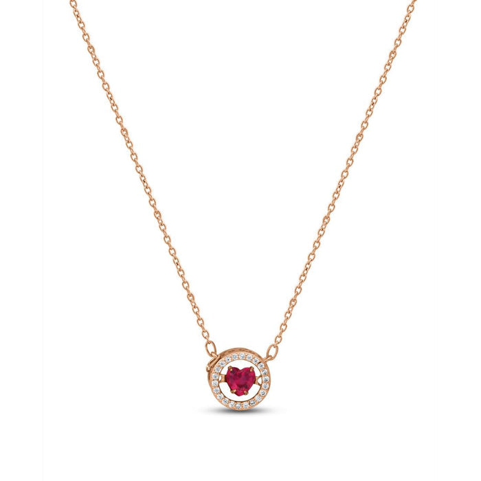 Red Heart Rose Gold Plated 925 Sterling Silver Necklace