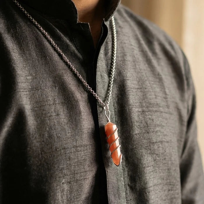 Red Jasper Stone Locket with Chain
