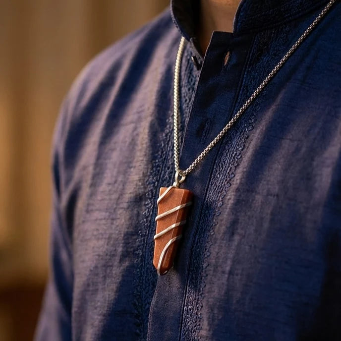 Red Jasper Stone Locket with Chain
