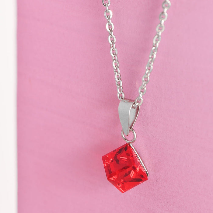 Red Love 925 Sterling Silver CZ Necklace