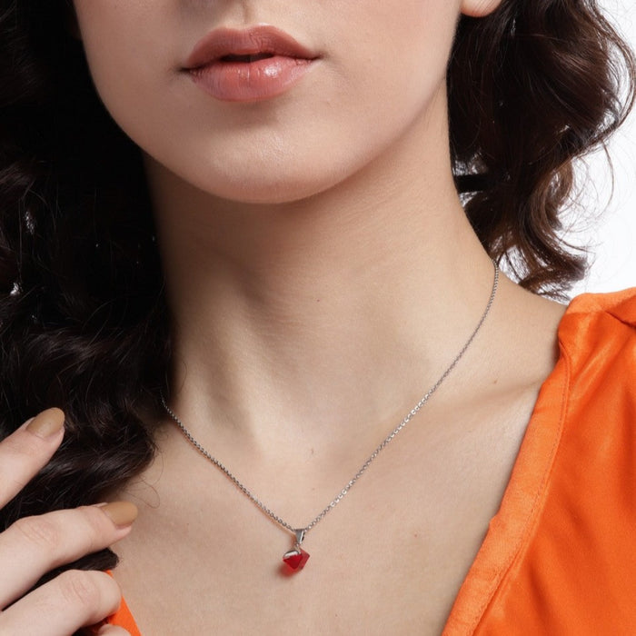 Red Love 925 Sterling Silver CZ Necklace