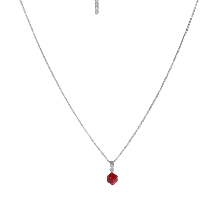 Red Love 925 Sterling Silver CZ Necklace