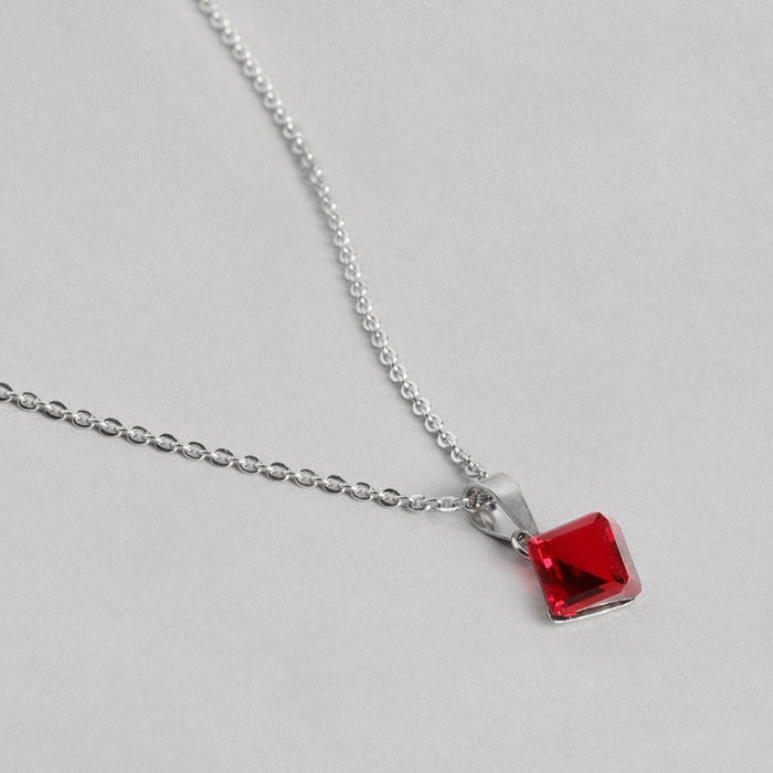 Red Love 925 Sterling Silver CZ Necklace