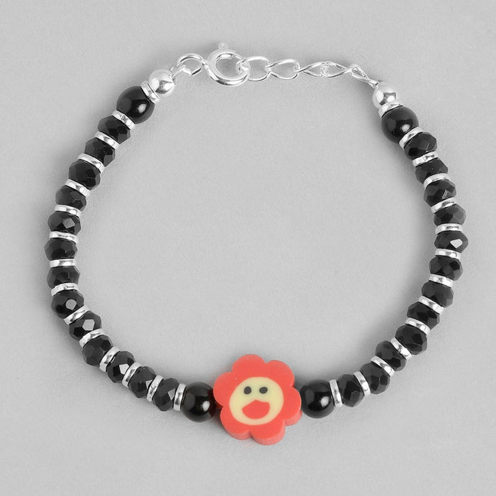 Red Smiley Floral 925 Sterling Silver Kids Bracelet (Age : 0-3 Years)
