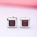 Red Stone Stud 925 Silver Earrings