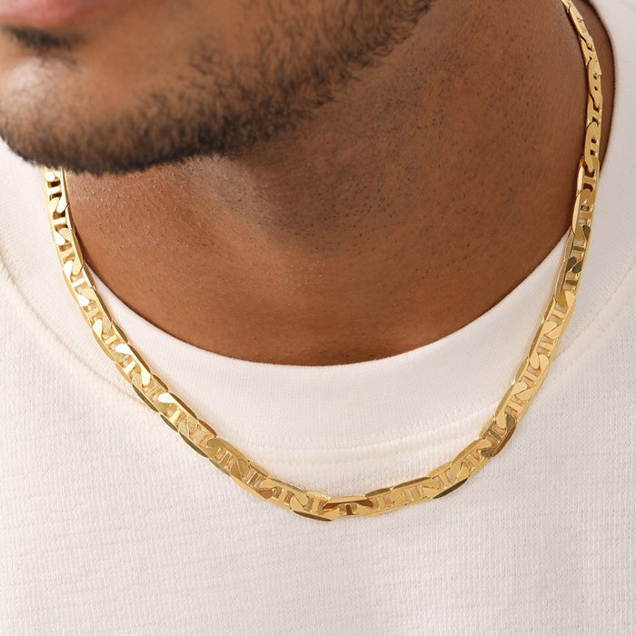 Refined 925 Sterling Silver Men's Linked Gold Plated Chain