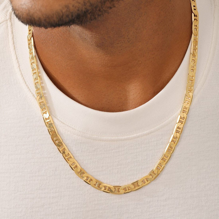 Refined 925 Sterling Silver Men's Linked Gold Plated Chain