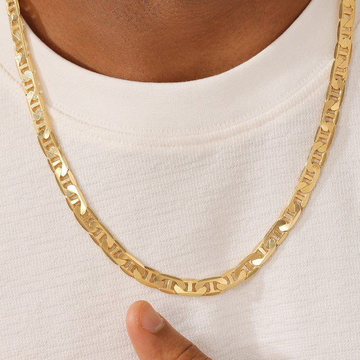 Refined 925 Sterling Silver Men's Linked Gold Plated Chain