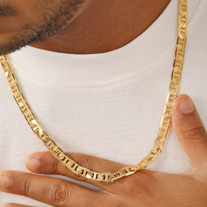 Refined 925 Sterling Silver Men's Linked Gold Plated Chain