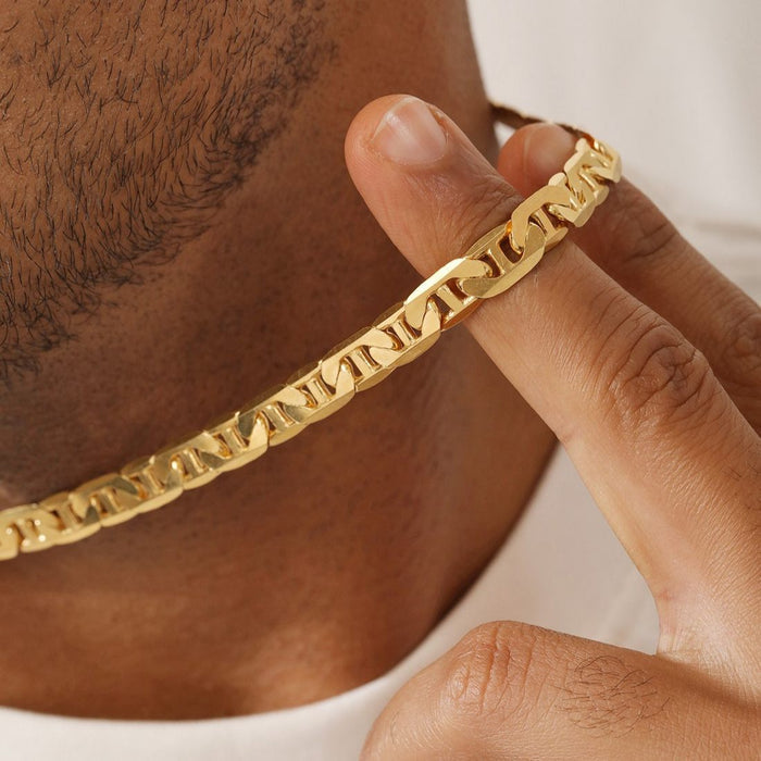 Refined 925 Sterling Silver Men's Linked Gold Plated Chain