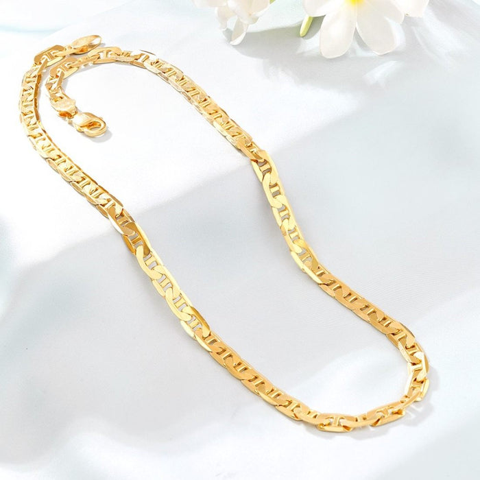 Refined 925 Sterling Silver Men's Linked Gold Plated Chain