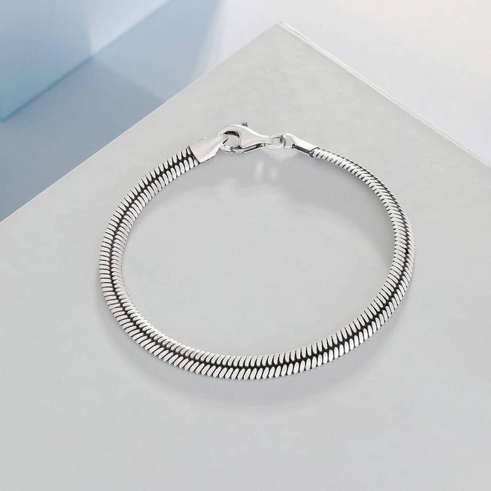 Refined Rhodium-Plated 925 Sterling Silver Men's Chain Bracelet (One Size)