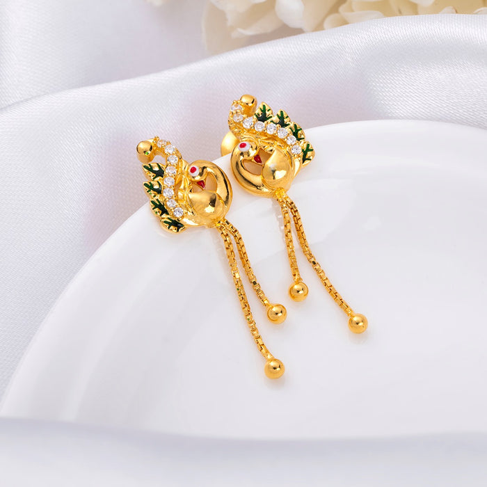 925 Sterling Silver Regal Plumage 925 Sterling Silver Gold-Plated Peacock Earrings for Women – Zavya