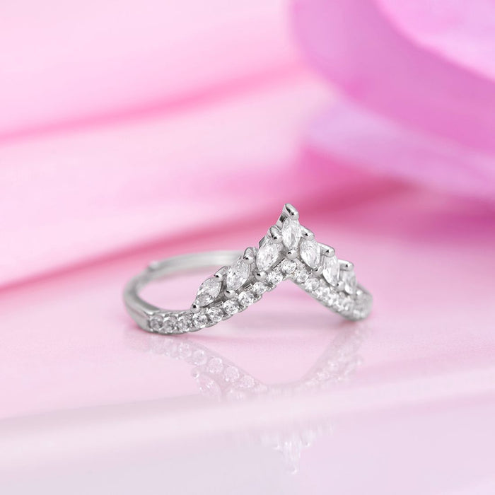 Regal Radiance Rhodium Plated 925 Sterling Silver Women's Ring