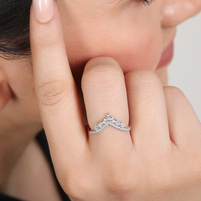 Regal Radiance Rhodium Plated 925 Sterling Silver Women's Ring