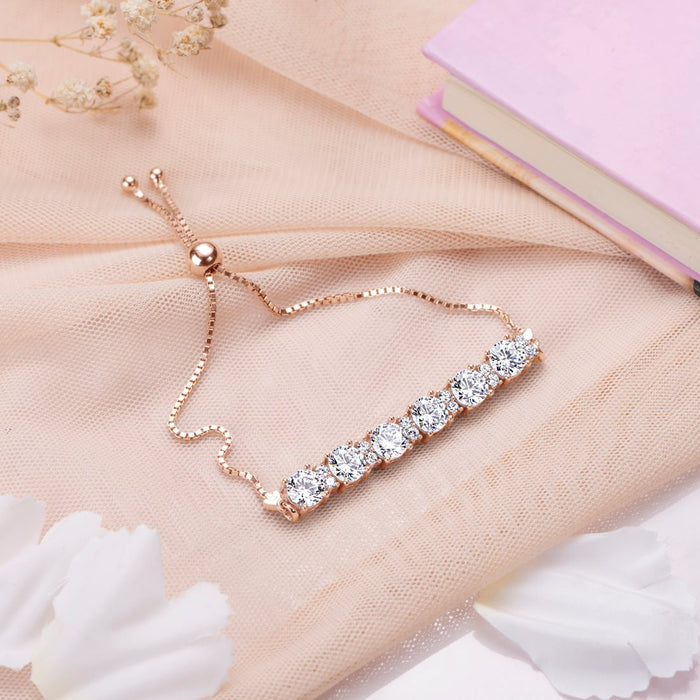 Regal Rosette 925 Sterling Silver Rose Gold Plated Bracelet