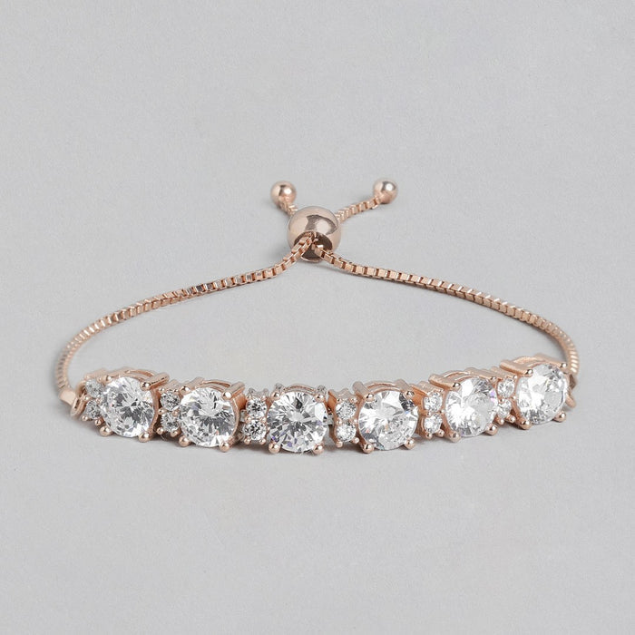 Regal Rosette 925 Sterling Silver Rose Gold Plated Bracelet