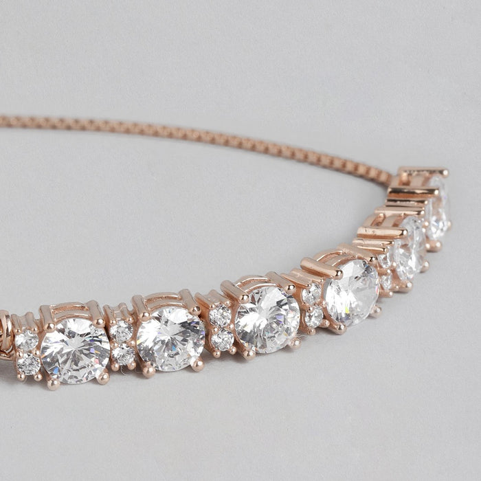 Regal Rosette 925 Sterling Silver Rose Gold Plated Bracelet
