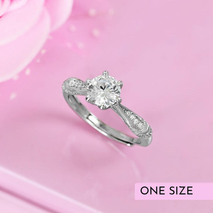 Regal Solitaire  925 Silver Ring (Adjustable)