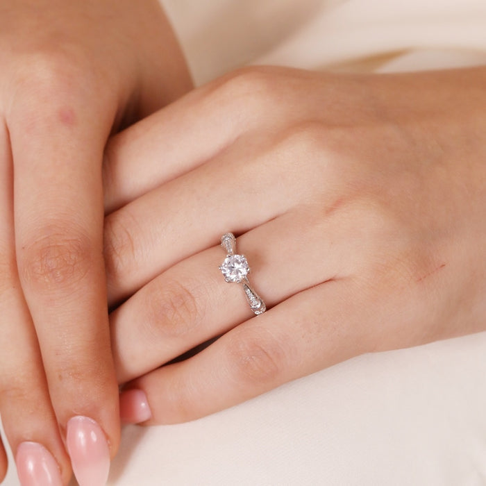 Regal Solitaire  925 Silver Ring (Adjustable)