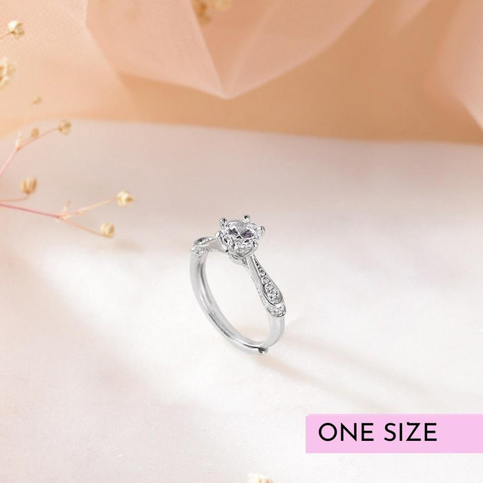 Regal Solitaire  925 Silver Ring (Adjustable)