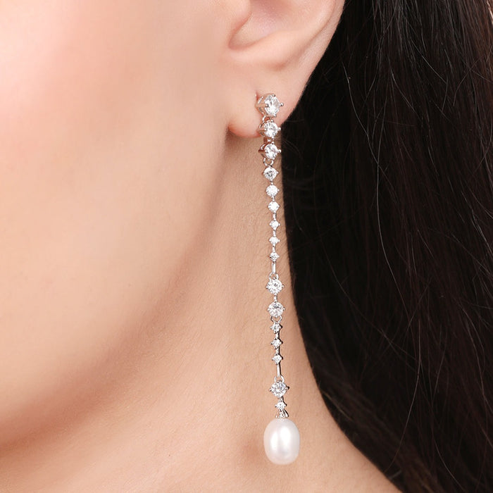 Rhapsody in Rhodium 925 Sterling Silver Rhodium-Plated Drop Earrings
