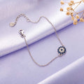 Rhodium Enchanted CZ Eye 925 Sterling Silver Chain Bracelet