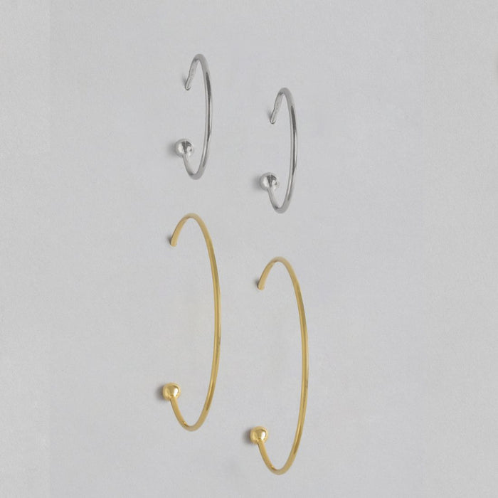 Rhodium & Gold Plated Duo Hoops 925 Sterling Silver Earring Combo
