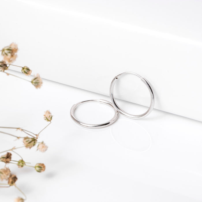 Rhodium Plated 925 Sterling Silver Hoops
