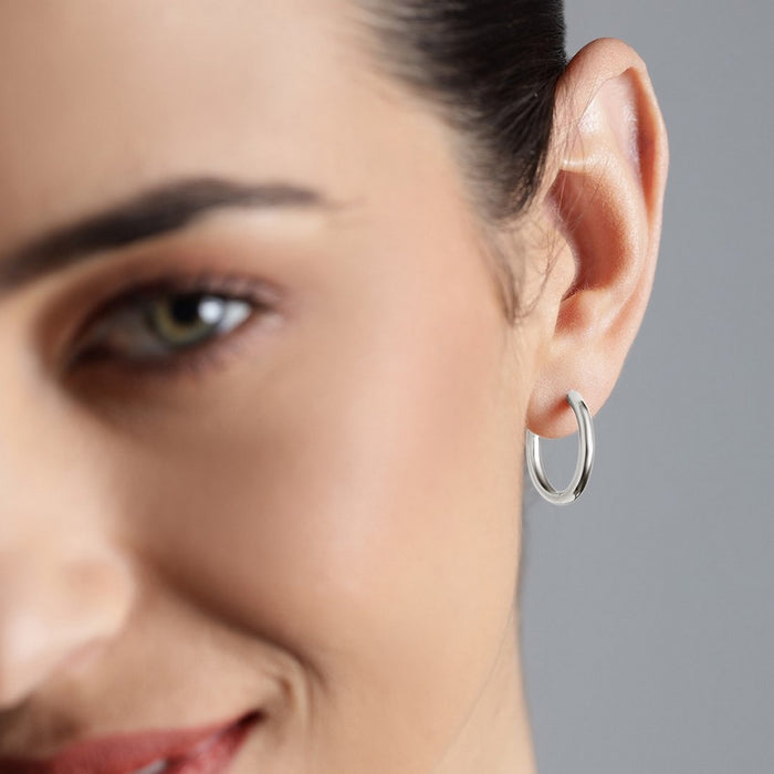 Rhodium Plated 925 Sterling Silver Hoops