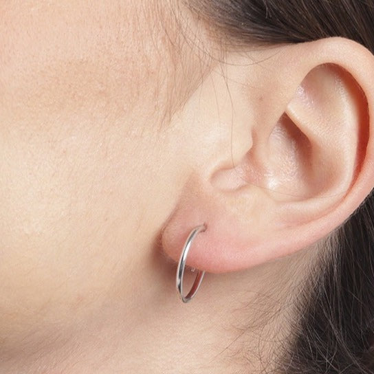 Rhodium Plated 925 Sterling Silver Hoops