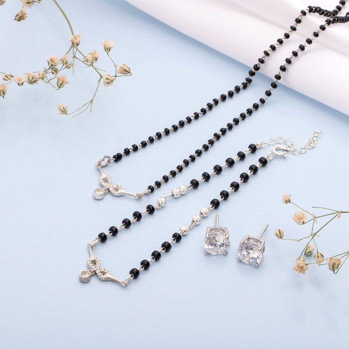 Rhodium Plated 925 Sterling Silver Mangalsutra Jewellery Set Combo