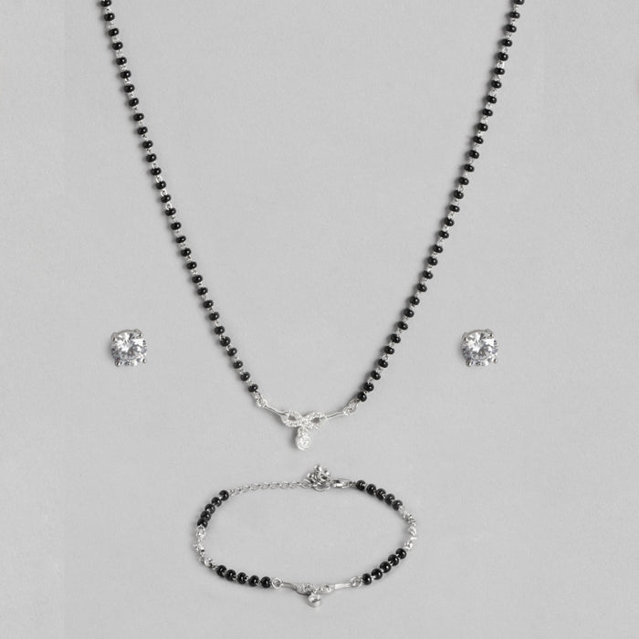 Rhodium Plated 925 Sterling Silver Mangalsutra Jewellery Set Combo