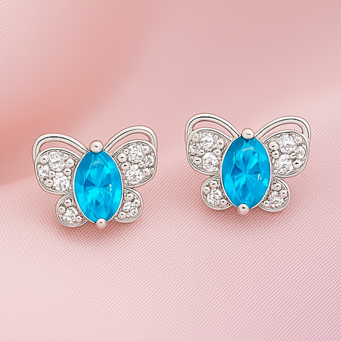 Rhodium Plated 925 Sterling Silver Stud Earrings