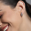 Rhodium Plated Contemporary CZ 925 Silver Earring
