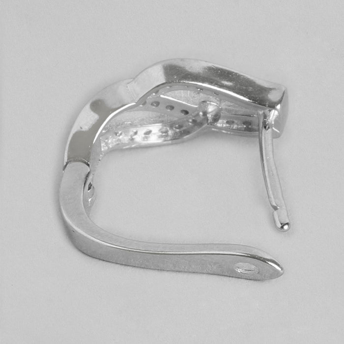 Rhodium Plated Contemporary CZ 925 Silver Earring