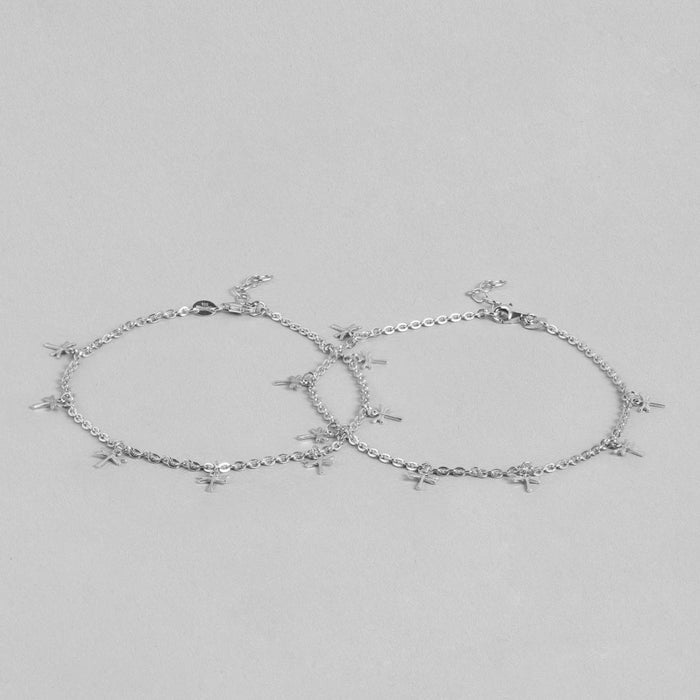 Rhodium Plated Dragonfly 925 Sterling Silver Anklets