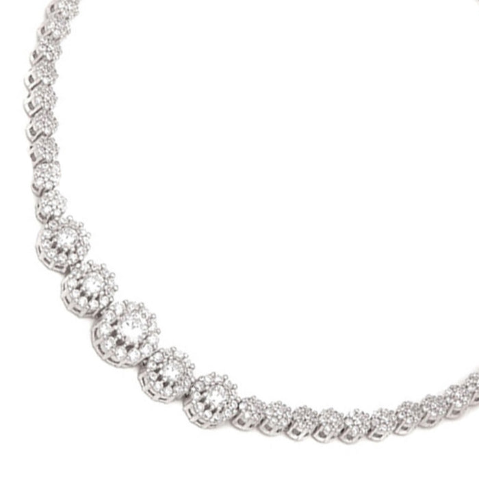 Sparkling CZ halo clusters on a 925 Sterling Silver anklet for women, elegant jewellery – Zavya
