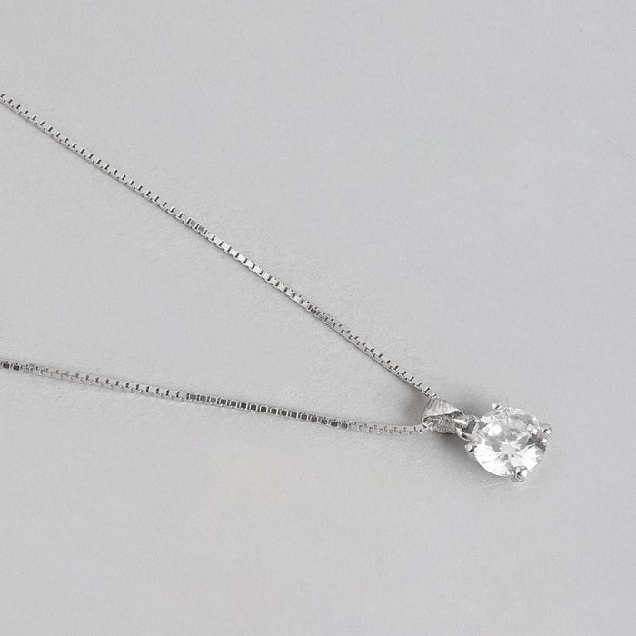 Rhodium Plated Solitaire 925 Sterling Silver Jewelry Set