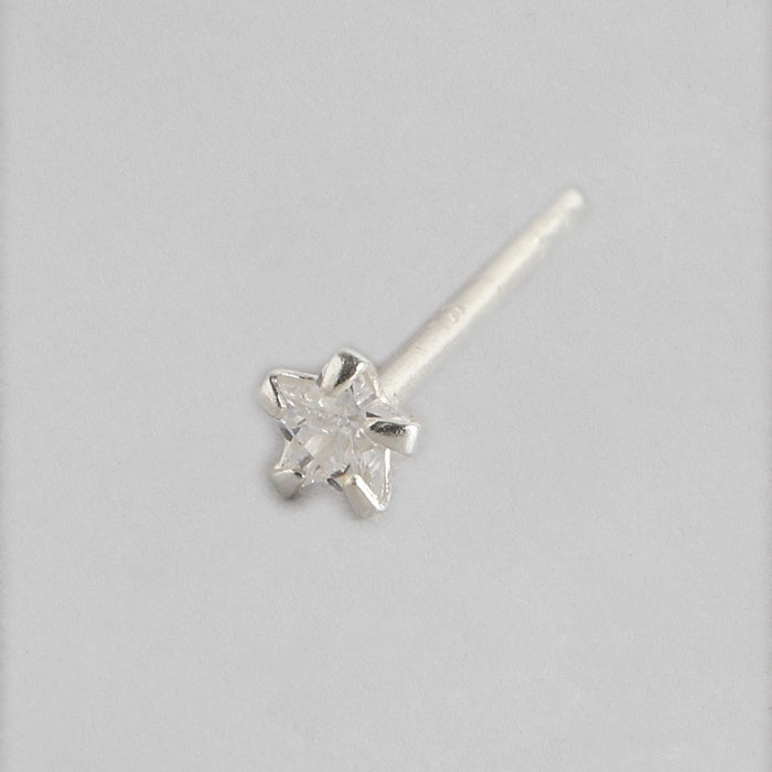 Rhodium Plated Star-Edgy Triangle Zircon 925 Sterling Silver Earring Combo