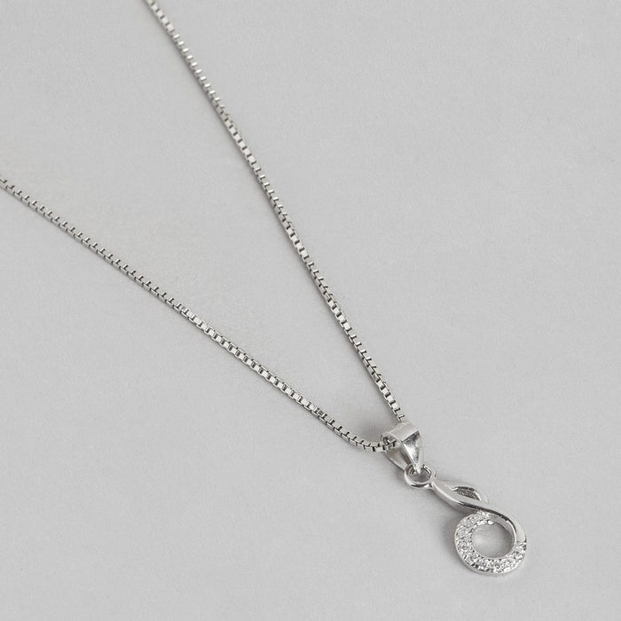 Rhythmic Radiance CZ Rhodium-Plated 925 Sterling Silver CZ Pendant with Chain