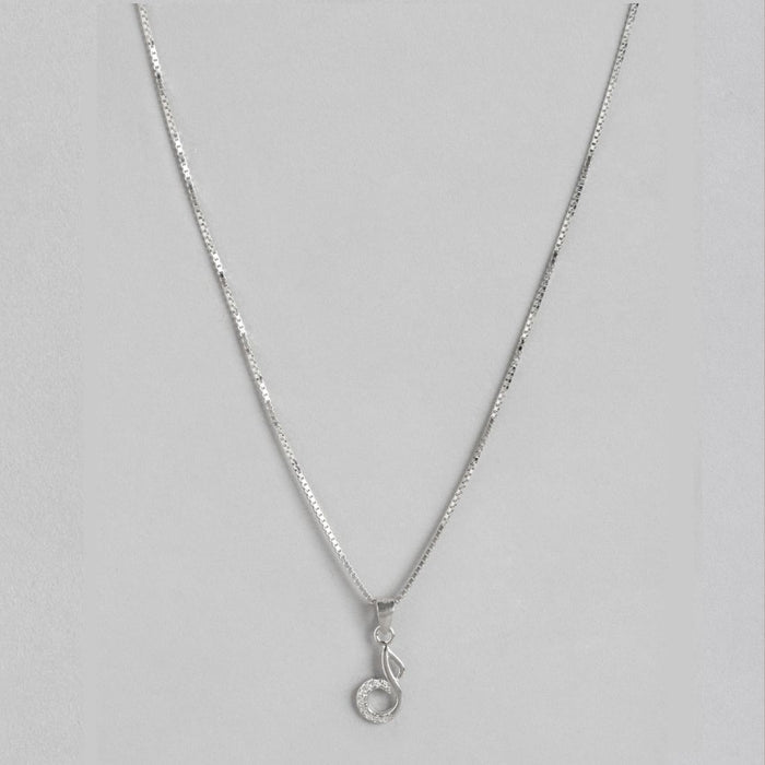 Rhythmic Radiance CZ Rhodium-Plated 925 Sterling Silver CZ Pendant with Chain